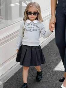 Elladie kids Girls 2 Pieces Set: Sweatshirt + Pleated Skirt - Grey - View 1