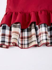 青少年女孩彼得潘领泡泡袖荷叶边下摆连衣裙 - 彩色 - 查看 8