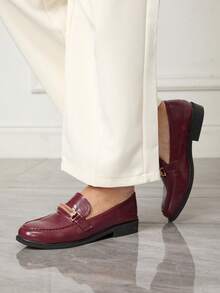 Sleekvia Damloafers med mjuk botten, brittiska läderskor, mångsidiga och eleganta plattskor - Bourgogne - Visa 4