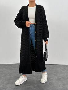 EURMUSE 女士纯色前扣长袖开衫