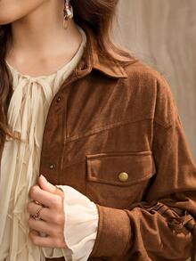 Wildy 美国西部乡村休闲绒面棕色流苏夹克