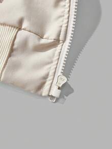 SHEIN EZwear 杏色编织女士休闲保暖内衬夹克，冬季 - 杏色 - 查看 4