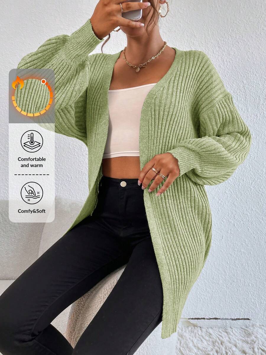 Bishop Sleeve Duster Cardigan - Mint Green - View 1
