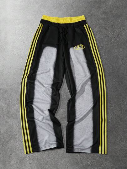 Street Life بنطلون رياضي مخطط ومرقع للرجال، طراز كولومبي للخريف/الشتاء