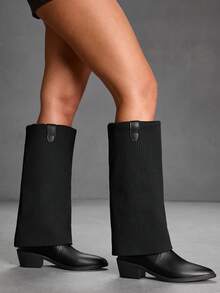 CUCCOO SZL New Fashionable Sexy Pointed Toe High Shaft Women's Boots, Personalized Elegant Tall Boots, Autumn/Winter Slimming Versatile Comfortable Stylish Boots - Black - View 1