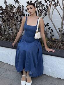 Andrea Bello 女士无袖牛仔休闲连衣裙，夏季