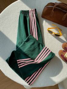 Comfortcana Women's Elastic Waist Side Striped Wide Leg Loose Casual Sweatpants, Back To School Season,Fall,Fall Clothes For Women - Multicolor - View 6
