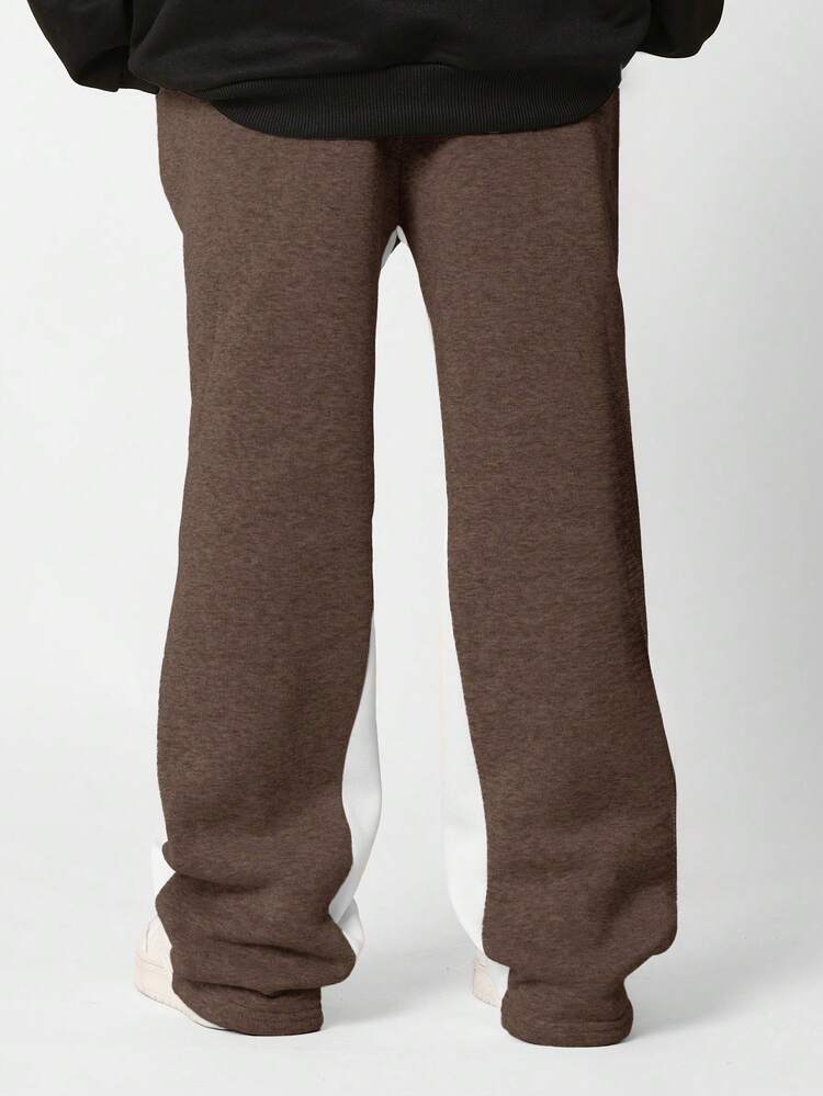 Heathered Flare Leg Joggers With Side Panels