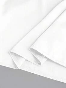 GlowEve CURVE 大码女式亮面面料长袖衬衫，通勤百搭，侧褶设计，带纽扣 - 白色 - 查看 6