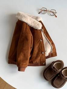 SHEIN معاطف مبطنة بالفليس للأطفال الرضع/الأولاد/البنات، سترات، ملابس علوية للخريف والشتاء. دافئة، ناعمة، مريحة، أنيقة، ملابس كاجوال يومية جميلة بتصاميم بسيطة. مناسبة للاستخدام الداخلي والخارجي، التزلج، الاستخدام اليومي، الرياضة، اللعب، الحفلات، التصوير الفوتوغرافي، المهرجانات، عيد الهالوين، عيد الميلاد، رأس السنة