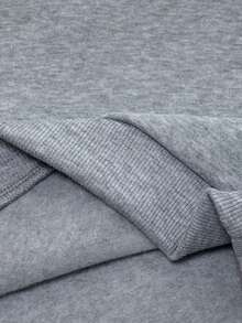 Genkimix Kids 2 件女童休闲图案标语和笑脸印花羊毛运动衫和配套慢跑裤套装，秋季日常运动装 - 灰色 - 查看 8