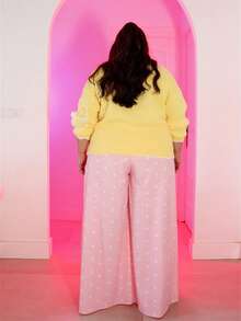 Pretty and Ole Plus Size Polka Dot Casual Loose Wide Leg Pants For Women Fall Cloth For Women