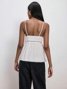 ATUI Studio Women's Spring And Fall  Chic Country Romantic Bohemian Lace Patchwork Single-Breasted Camisole, Going Out Tops ,Country Style For Women,Fall Outfits For Women