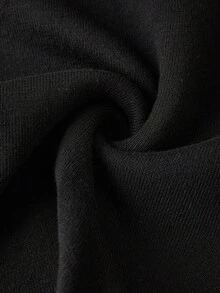 Ellevyn 大码撞色系带长袖休闲毛衣裙 - 黑與白 - 查看 5