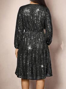 Zelara Plus Size Women Sequin Embellished Round Neck Long Sleeve Knee-Length Party Dress Winter Dress Women Winter Clothes Autumn Dress Autumn Outfits For Women New Year Dress Thanksgiving Outfit For Women Party Dress Elegant Dresses For Party Party Outfit Wedding Party Dress Elegant Dress Women  Shiny Dress  Sequin Dress Sparkly Dress Black Dress Sequin Dress Sparkly Dress Sequin Top Luxury Evening Dresses For Women Elegant Dress Party Dress Party Outfit Christmas Party Dress