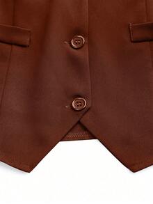 Lunelith SHEIN Lunessa Chaleco elegante de ajuste ceñido con cuello en V y botones delanteros para uso diario