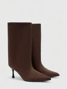 CUCCOO BIZCHIC Women's Pointed Toe Fashion Daily Wear High Heel Mid-Calf Boots For Christmas - Coffee Brown - View 6