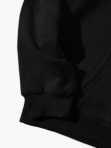 Women's Loose-Fitting, Long-Sleeved Sweatshirt With Pentagram Print And Dropped Shoulders, Autumn - Black - View 3