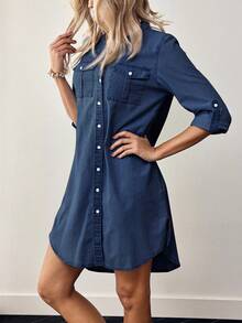 EMERY ROSE Women's Denim Dress, Fashion For Summer - Dark Wash - View 6