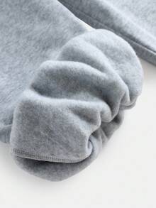 SHEIN Girlism Teen Girls Thermal Lined Half-Open Lapel Zip-Up Sweatshirt High Waisted Thermal Lined Pants Jumpsuit,Suitable For Autumn And Winter, Leisure - Grey - View 5