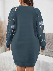 EMERY ROSE 休闲优雅花卉印花大码女式运动衫，适合约会和外出，秋冬季 - 彩色 - 查看 3