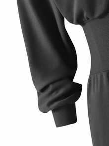 Sparklyn 1 件女童连帽连体裤，长袖拉链半开腰，马印花，阔腿休闲连体裤，秋季 - 深灰色 - 查看 4