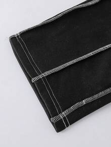 Setelan Jaket Baseball Berkerudung dan Celana Olahraga Kasual untuk Remaja Perempuan - Hitam - View 7