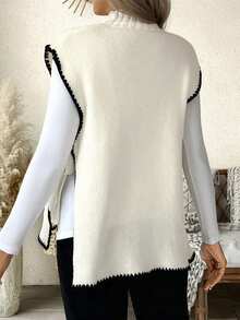 SHEIN Pregnant Women's Heart Pattern Side Tie Casual Knitted Vest, Autumn/Winter - Apricot - View 2