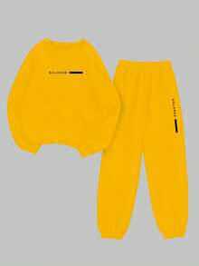 Zolique Balance' 英文数码印花休闲舒适百搭女士羊毛西装 - 黃色 - 查看 3