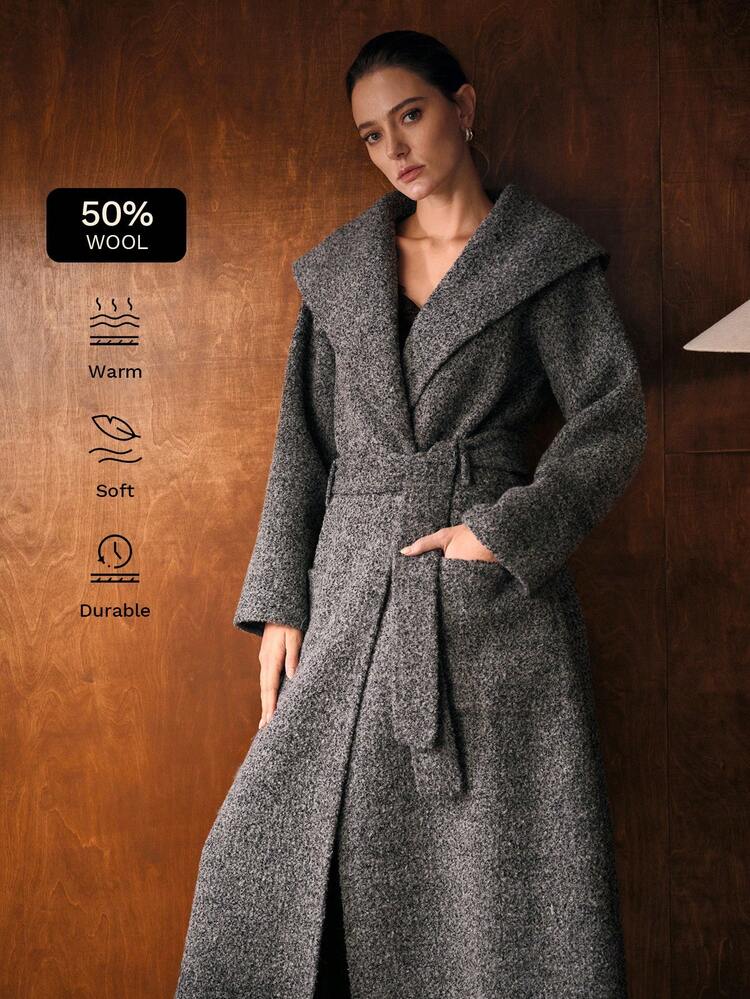 WOOL WATERFALL COLLAR OVERCOAT, AUTUMN/WINTER