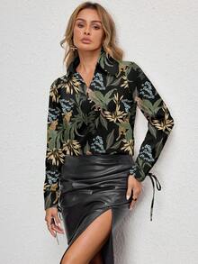 Glamance Joyce Ellen Áo cánh tay dài màu đen, áo choàng buộc phía trước cho nữ, áo cánh dài tay cho nữ, bộ sưu tập quần áo thời trang sang trọng - màu đen - Xem 3