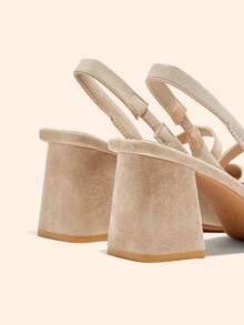 CUCCOO BASICS Giày cao gót mũi nhọn chất liệu da PU, quai hậu, thời trang nữ, thích hợp cho các buổi hẹn hò, tiệc tùng, nghỉ dưỡng - Màu be - Xem 4