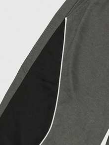 ROMWE MEN Street Life Pantalon ample à jambes larges, taille à cordon de serrage, avec décorations de strass et passepoil contrastant, style mode de rue décontracté pour hommes - Multicolore - Voir 4