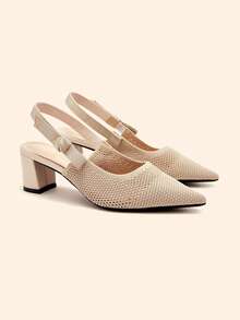 CUCCOO BASICS Zapatos de tacón alto de punta fina para mujer, diseño elegante con cadena de rhinestones, cuero negro brillante, adecuados para ocasiones formales, fiestas y ceremonias