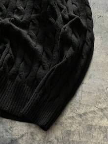 AXEPEAK 男士针织休闲宽松长袖毛衣，时尚年轻，适合日常穿着 - 黑色 - 查看 4