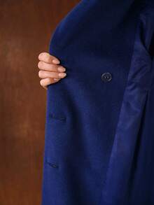 MOTF WOOL LAPEL COLLAR BELTED OVERCOAT - Blue - View 9
