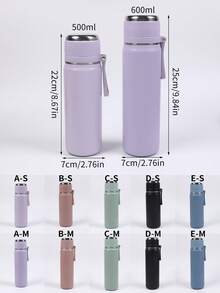 1 件不锈钢真空保温水瓶，带手柄和过滤器，500ml/16.9oz 和 600ml/20oz，防漏，便携，适合户外、旅行、跑步、骑自行车、徒步旅行、游泳 - 彩色 - 查看 3