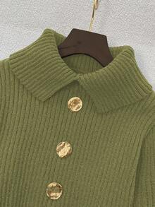 GlowEve 女士时尚百搭高领金属纽扣灯笼袖毛衣