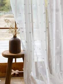 1/2 tấm rèm trắng, phong cách đồng quê Pháp, thích hợp cho phòng khách, phòng ngủ, cửa sổ lồi, ban công, thanh treo rèm trang trí theo mùa, rèm có túi, rèm voan. - trắng - Xem 2