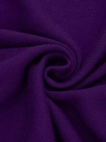 SHEIN LUNE Plus Size Women Solid Color Round Neck Long Sleeve Casual Knitted Dress, Autumn/Winter - Purple - View 6