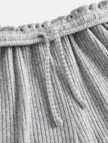 SHEIN Teen Girls Casual Loose Fit Low Waist Elastic Waistband Wide Leg Sweatpants, Suitable For Spring, Summer, Spring/Autumn/Christmas,Holiday/Famliy Day/Happy New Year - Grey - View 6