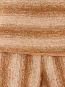 Nöista 柔软针织喇叭裤，翻折腰带设计，温暖的棕色和米色调，是打造舒适冬季造型和时尚季节装扮的优雅之选，非常适合休闲穿着、圣诞节居家休闲和精致的新年装扮。 - 棕色 - 查看 7