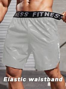 Gym Rark 男士纯色运动短裤，夏季时尚，男士健身短裤，男士跑步短裤，速干健身短裤，轻便透气 - 淺灰色 - 查看 4