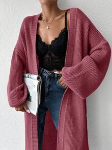 SHEIN 落肩袖開門襟開襟衫 - 粉色 - 查看 6