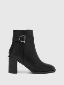 CUCCOO BIZCHIC Bottes mi-mollet à talon épais noir de base pour femmes - Noir - Voir 2