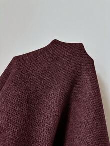 Modelyn Plus Size Solid Color V-Neck Button Front Casual Versatile Short Sleeve Sweater In Fall/Winter - Burgundy - View 6