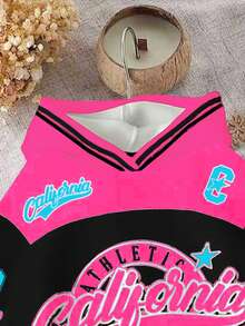 Bubblio 2 件女婴休闲复古字母和数字徽章图案连帽运动衫和宽松裤子套装，运动时尚 - 彩色 - 查看 4