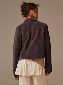 Athîral 女式休闲街头风格纽扣夹克 - 棕色 - 查看 2