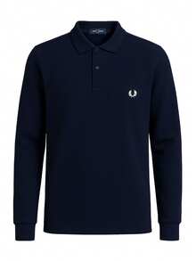 Fred Perry Men's Long Sleeve Polo Shirt Navy - Navy - View 1
