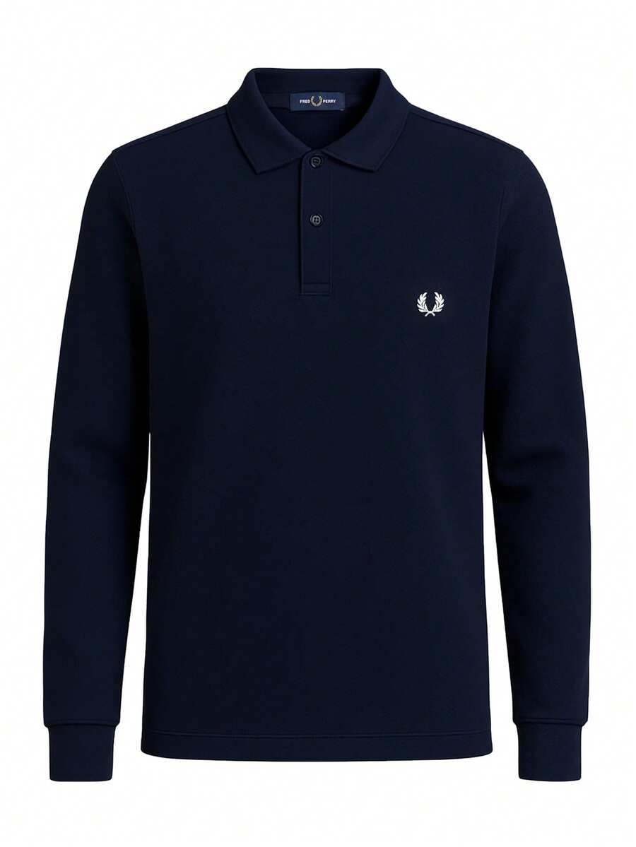 Fred Perry Men's Long Sleeve Polo Shirt Navy - Navy - View 1